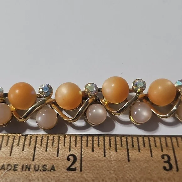 Vintage Elegant Orange beads With Rhinestones